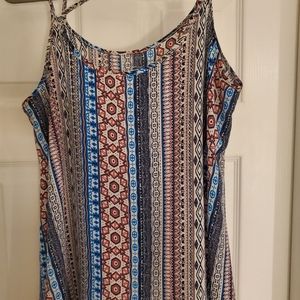 WOMEN'S SIZE LARGE BLUE GEOMETRIC FLOWY TANK TOP BY PINK ROSE